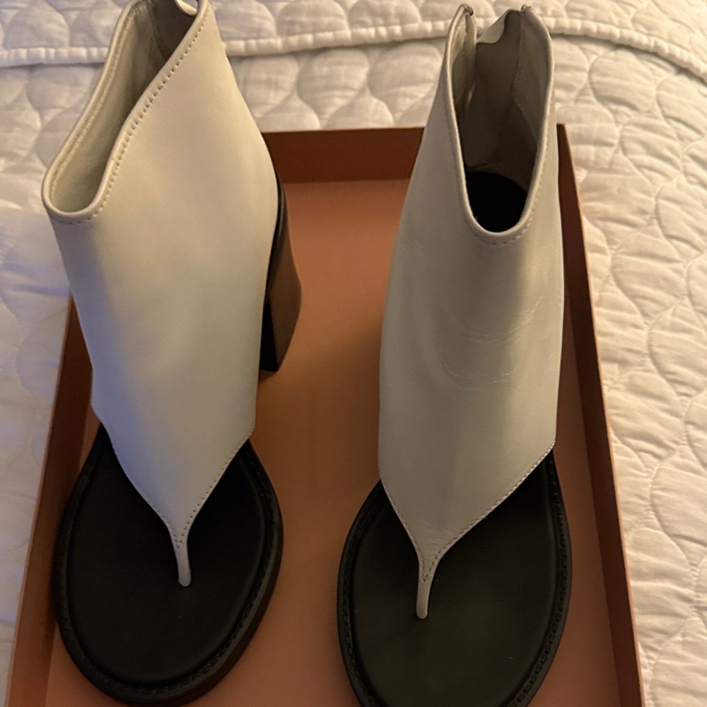 Miu Miu White and Black Heeled Sandals